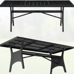 Gartentisch Takeo Polyrattan WPC Tischplatte 190x90x74cm schwarz