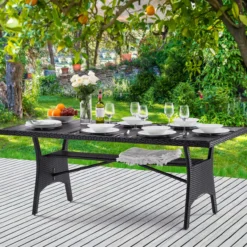Gartentisch Takeo Polyrattan WPC Tischplatte 190x90x74cm schwarz