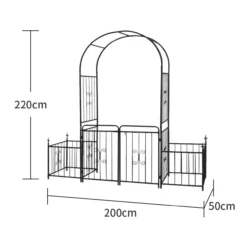 Gartentor aus Metall, ca. 50 x 200 x 220 cm - Schwarz