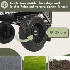 Gartenwagen Metall mit 2 Laubsäcken, 300 kg belastbar, Gartenarbeit