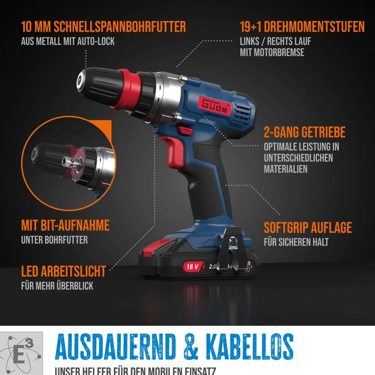 Güde Akku Bohrschrauber BS 18-0 II