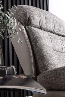 gepolsterter Drehsessel Relaxsessel mit Hocker, hellgrau
