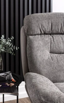 gepolsterter Drehsessel Relaxsessel mit Hocker, hellgrau