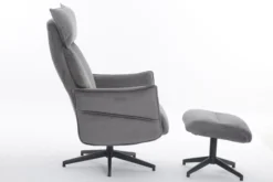 gepolsteter Relaxsessel mit Hocker - dunkelgrau