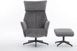 gepolsteter Relaxsessel mit Hocker - dunkelgrau