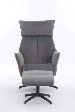 gepolsteter Relaxsessel mit Hocker - dunkelgrau
