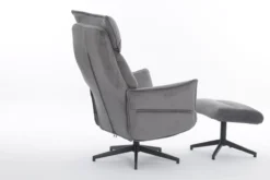 gepolsteter Relaxsessel mit Hocker - dunkelgrau