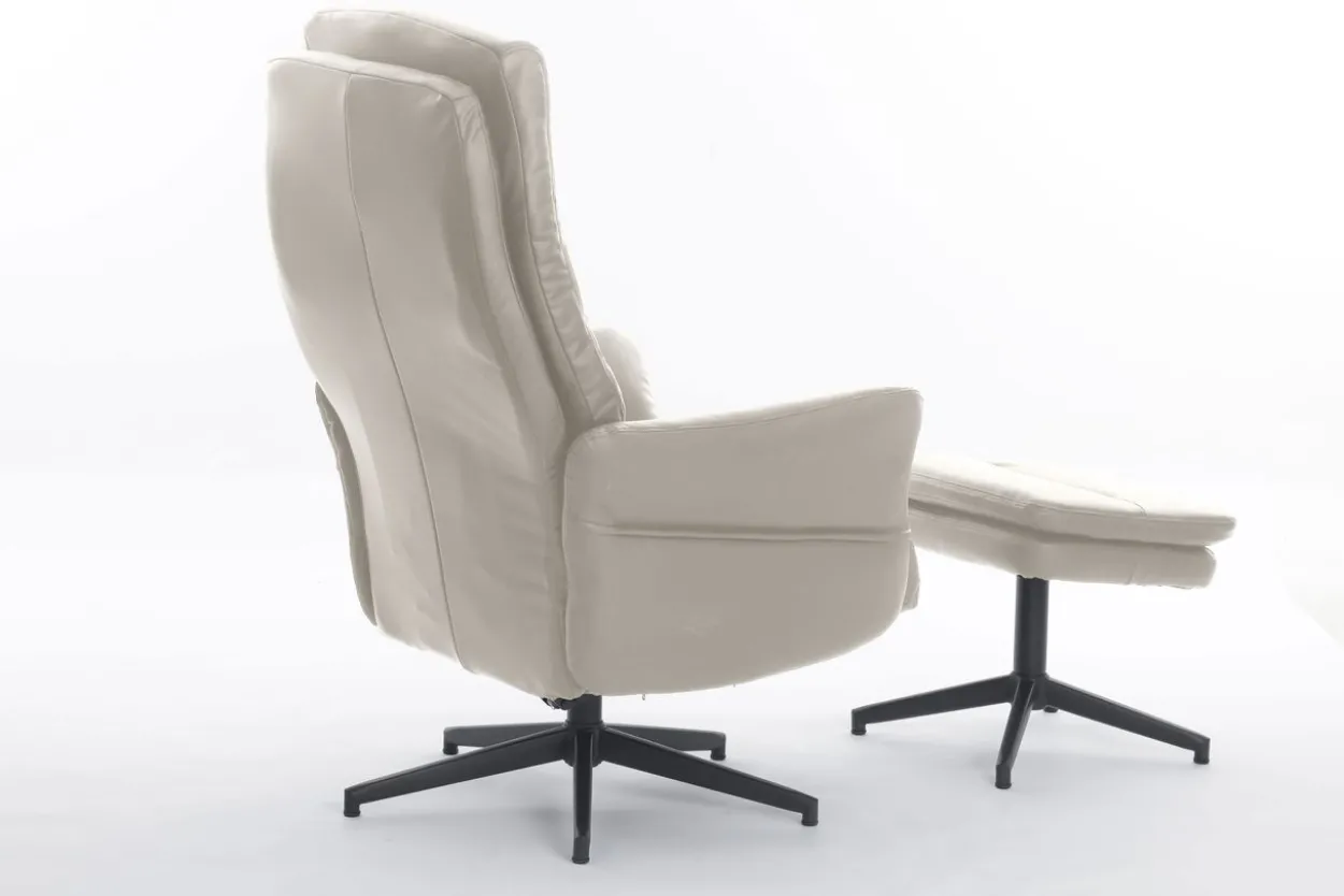 gepolsteter Relaxsessel mit Hocker - beige