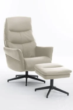 gepolsteter Relaxsessel mit Hocker - beige