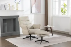 gepolsteter Relaxsessel mit Hocker - beige