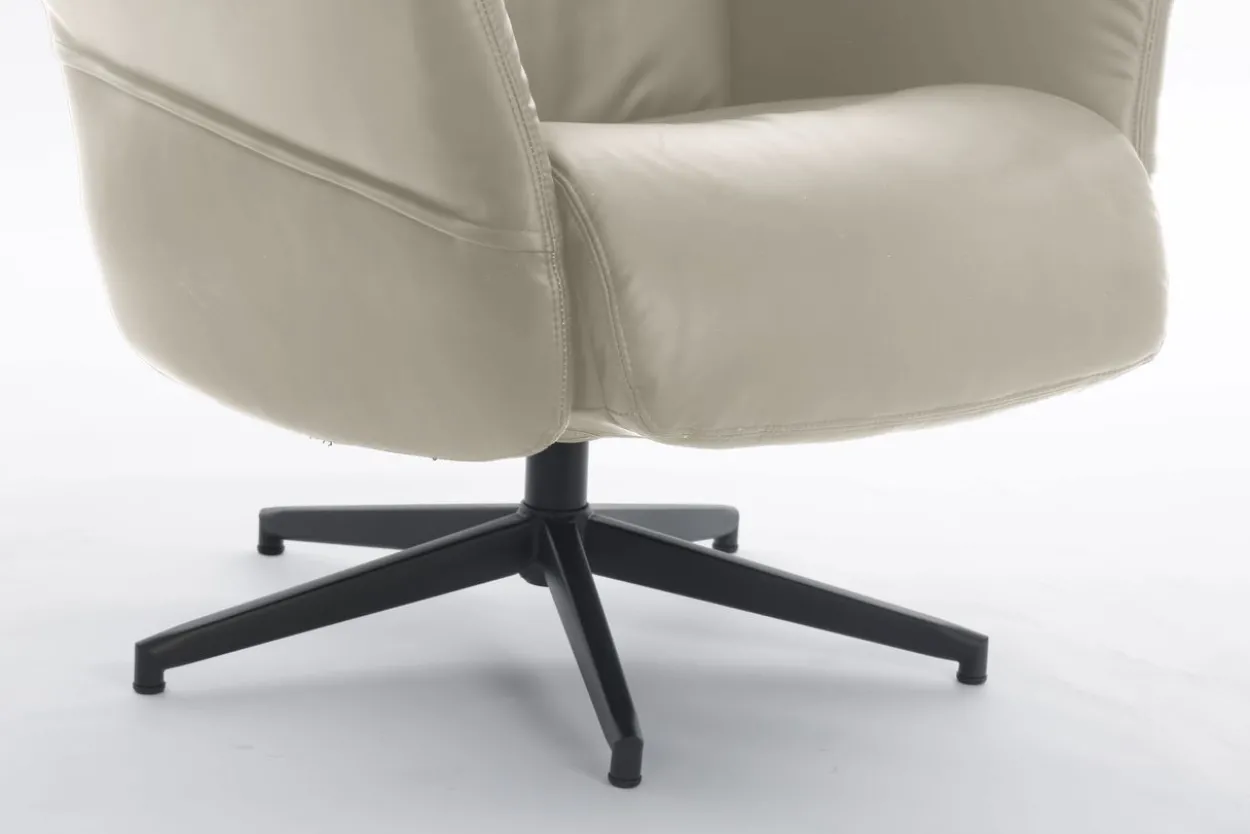 gepolsteter Relaxsessel mit Hocker - beige