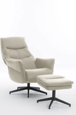 gepolsteter Relaxsessel mit Hocker - beige