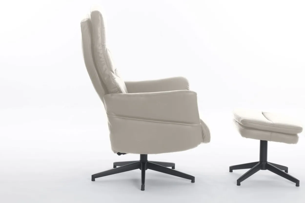 gepolsteter Relaxsessel mit Hocker - beige
