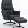 gepolsteter Relaxsessel mit Hocker - dunkelgrau