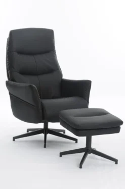 gepolsteter Relaxsessel mit Hocker - dunkelgrau