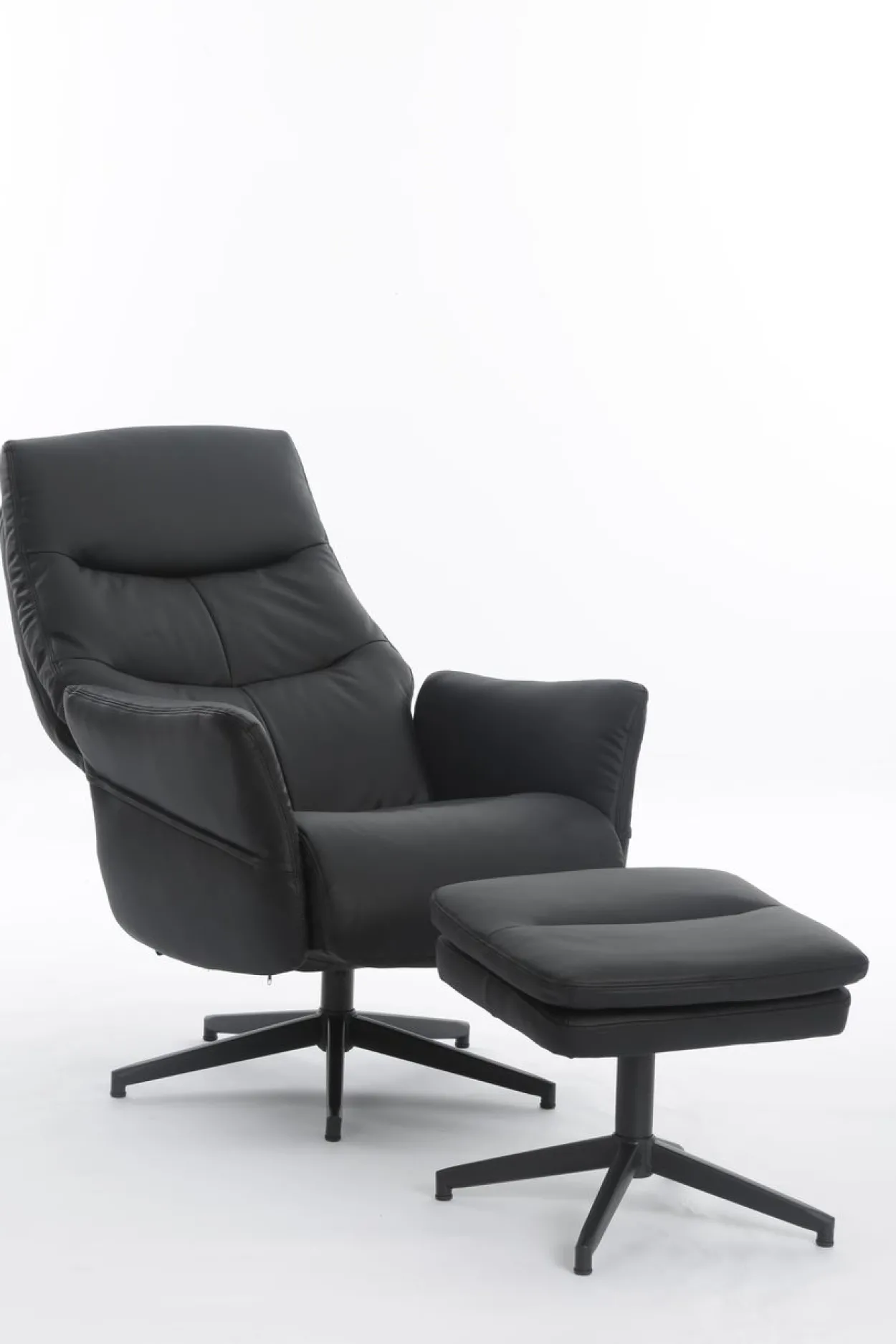 gepolsteter Relaxsessel mit Hocker - dunkelgrau