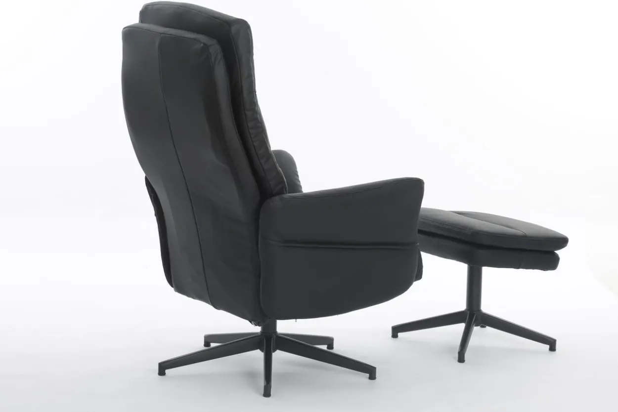 gepolsteter Relaxsessel mit Hocker - dunkelgrau
