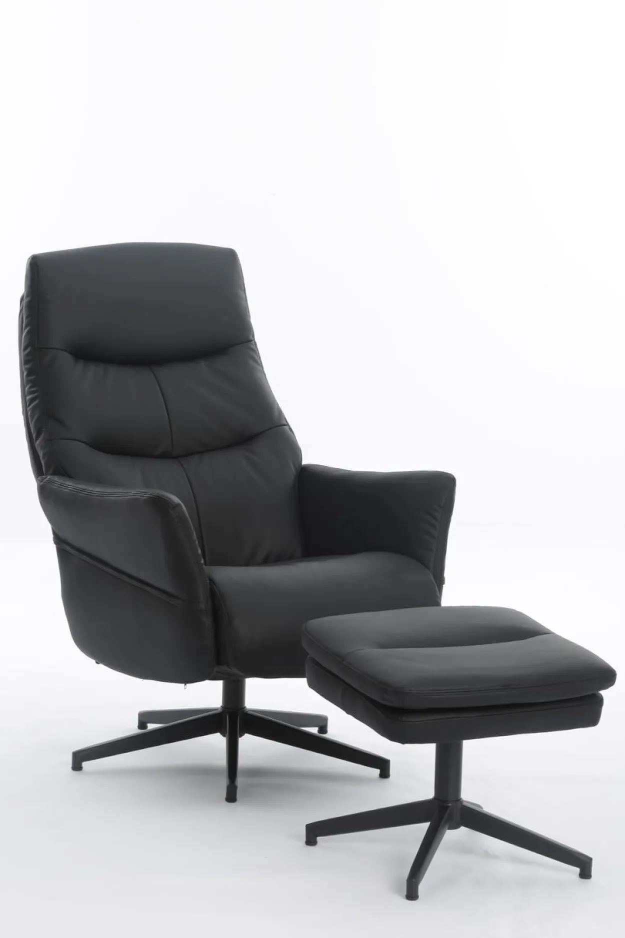 gepolsteter Relaxsessel mit Hocker - dunkelgrau