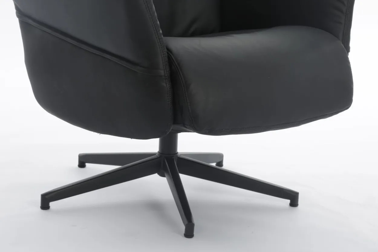 gepolsteter Relaxsessel mit Hocker - dunkelgrau
