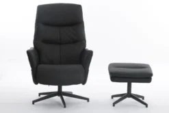 gepolsteter Relaxsessel mit Hocker - dunkelgrau
