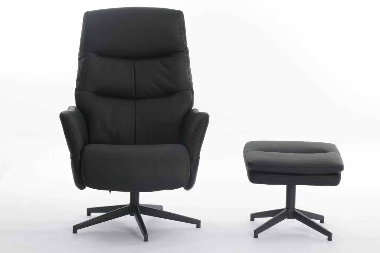 gepolsteter Relaxsessel mit Hocker - dunkelgrau