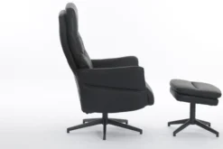 gepolsteter Relaxsessel mit Hocker - dunkelgrau