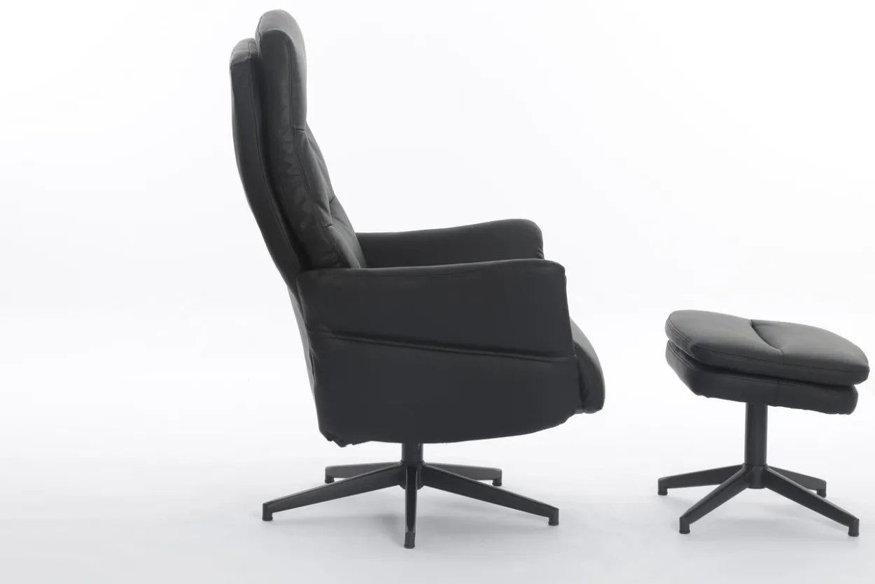 gepolsteter Relaxsessel mit Hocker - dunkelgrau