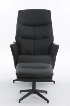 gepolsteter Relaxsessel mit Hocker - dunkelgrau