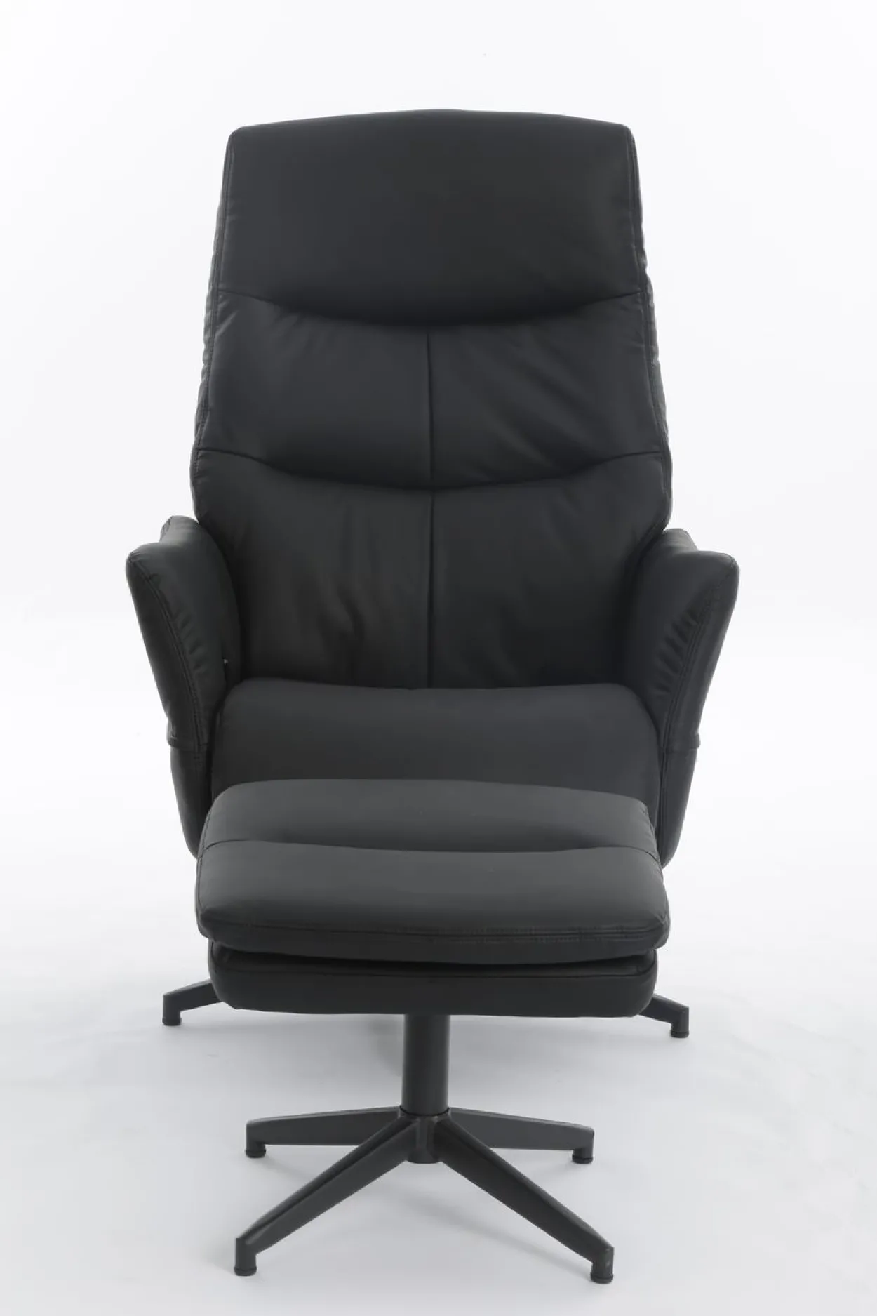 gepolsteter Relaxsessel mit Hocker - dunkelgrau