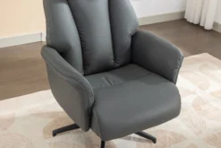 Gepolsteter Relaxsessel mit Hocker, ca. 76 x (86,5-113,5) x (109-91,5) cm - Hellgrau