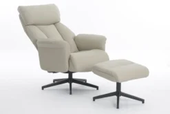 Gepolsteter Relaxsessel mit Hocker, ca. 76 x (86,5-113,5) x (109-91,5) cm - Beige