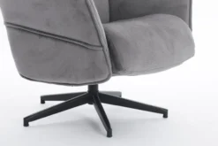 gepolsteter Relaxsessel mit Hocker - grau