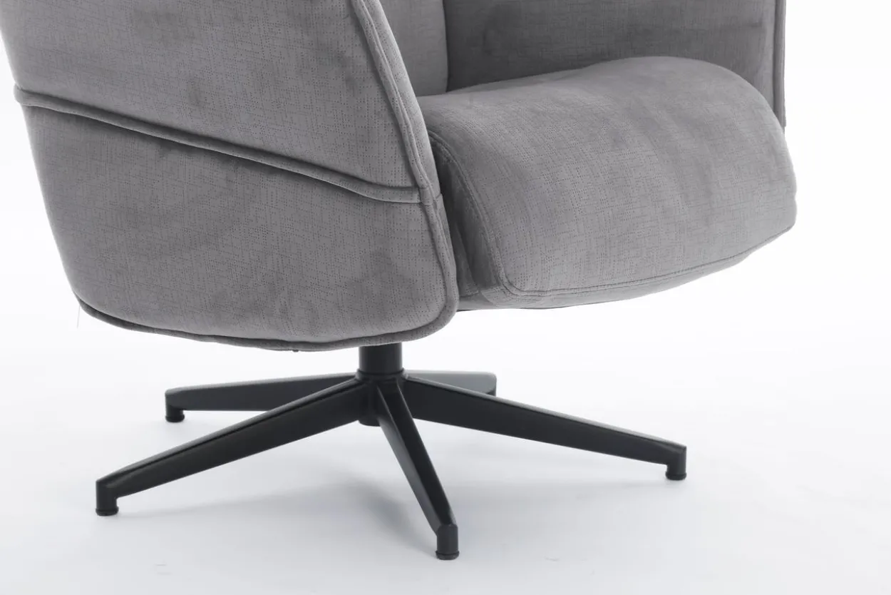 gepolsteter Relaxsessel mit Hocker - grau