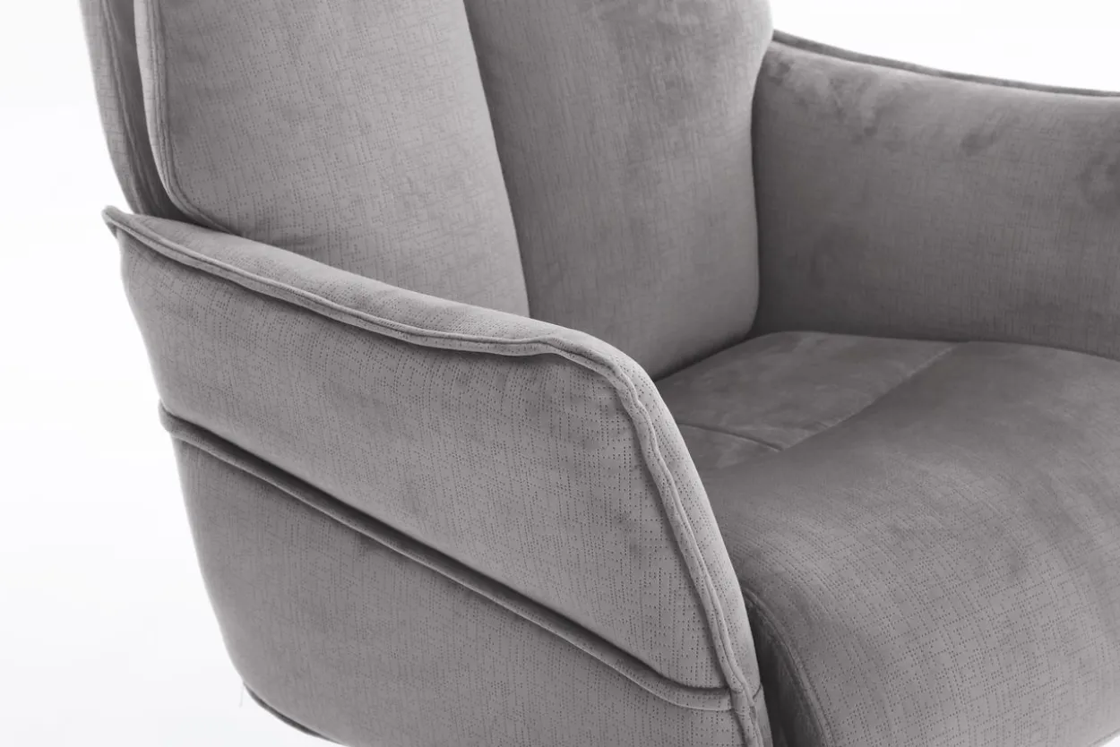 gepolsteter Relaxsessel mit Hocker - grau