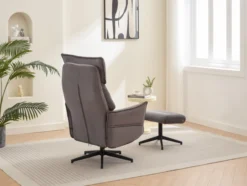 gepolsteter Relaxsessel mit Hocker - grau