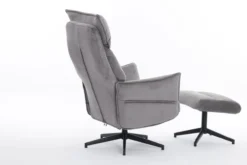 gepolsteter Relaxsessel mit Hocker - grau