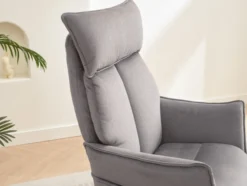 gepolsteter Relaxsessel mit Hocker - grau