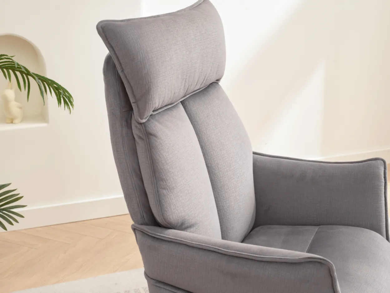 gepolsteter Relaxsessel mit Hocker - grau