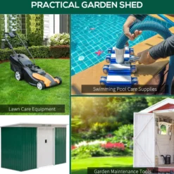 Gerätehaus Gartenhaus mit Schiebetür Outdoor Stahl Dunkelgrün
