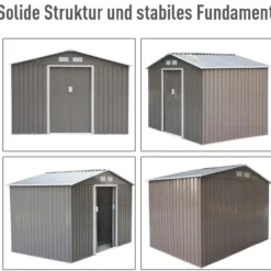 Gerätehaus Geräteschuppen Gartenhaus Grau 277 x 195 x 192 cm