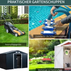Gerätehaus Geräteschuppen Gartenhaus Kohlegrau 277 x 195 x 192 cm