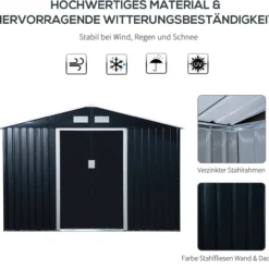 Gerätehaus Geräteschuppen Gartenhaus Kohlegrau 277 x 195 x 192 cm