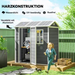 Gerätehaus Kunststoff 2,1m² 186 x 130 x 199cm Geräteschuppen Grau