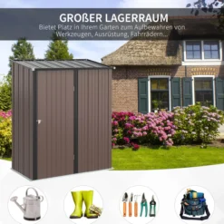 Gerätehaus mit Pultdach 1,34 m² Metall Gartenhaus Geräteschuppen
