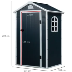 Gerätehaus, Outdoor, Metall, Grau, 134 x 104 x 204 cm