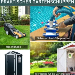 Gerätehaus, Outdoor, Metall, Grau, 134 x 104 x 204 cm