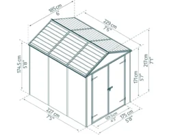 Gerätehaus Rubicon 6x8 Alu Grau 185x229cm