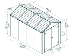 Gerätehaus Rubicon 6x10 Alu Grau 185x304cm