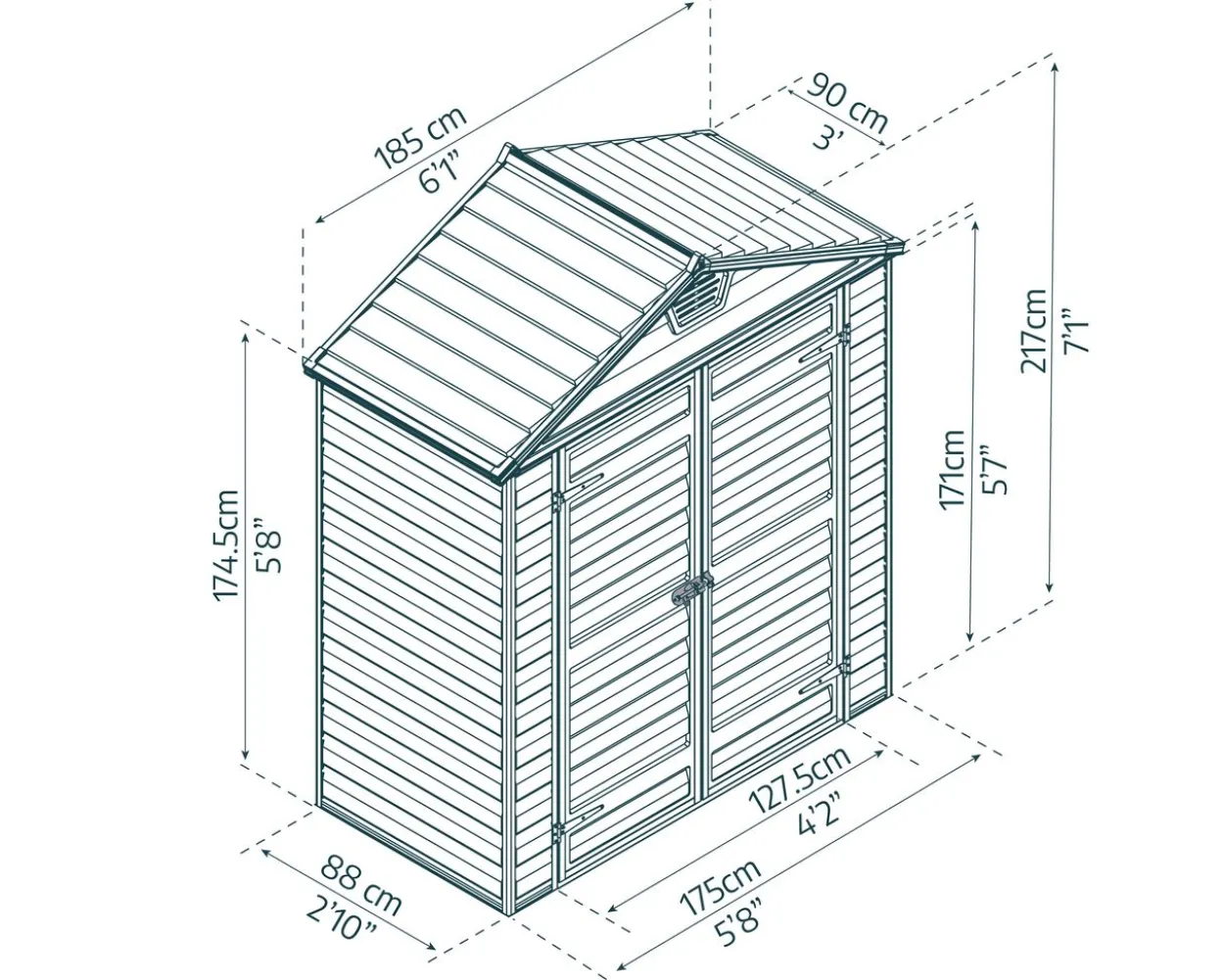 Gerätehaus Skylight 90,2 x 185,4cm Tan