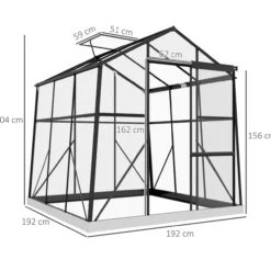 Gewächshaus Aluminium Treibhaus 3,68m² Tomatenhaus mit Fenster, Schwarz